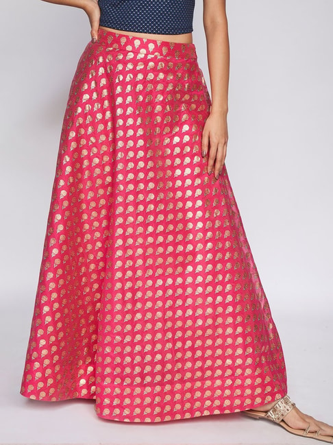 Global Desi Pink Printed Skirt Price in India