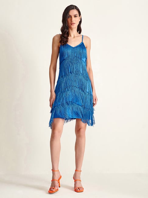 Cover Story Blue A Line Dress Price in India