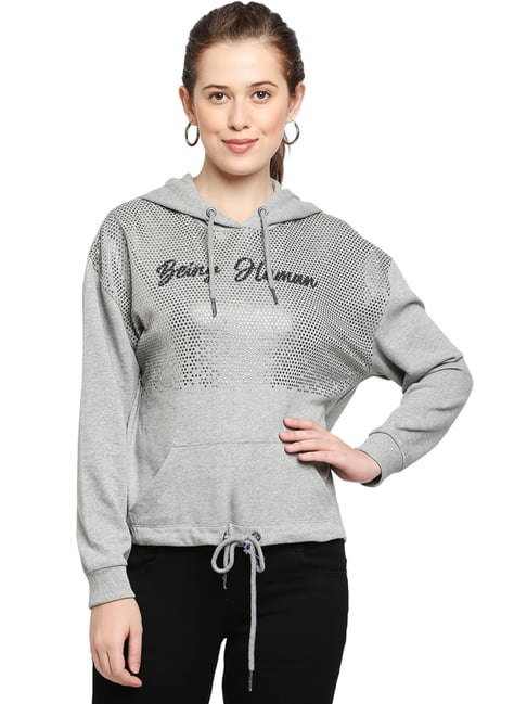 Being Human Grey Cotton Printed Hoodie-picture-11