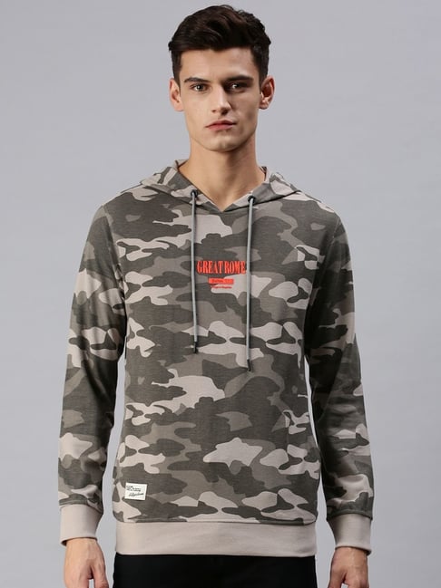 Mens grey sales camo hoodie