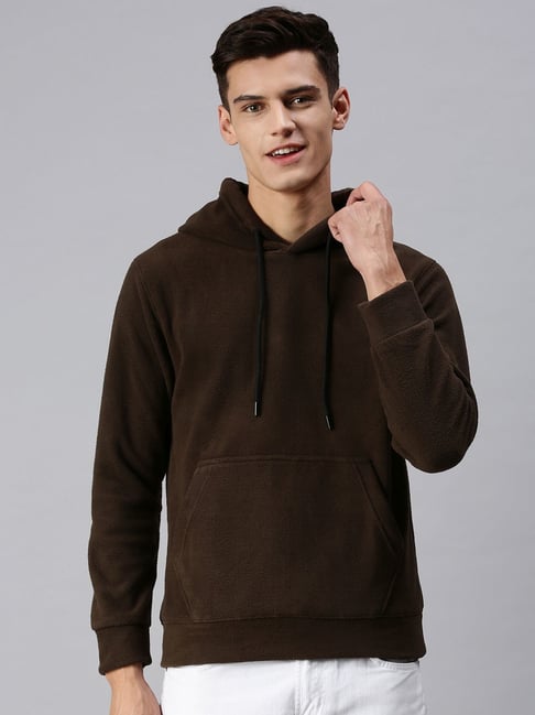 Buy SHOWOFF Brown Slim Fit Hooded SweatShirt for Mens Online @ Tata CLiQ