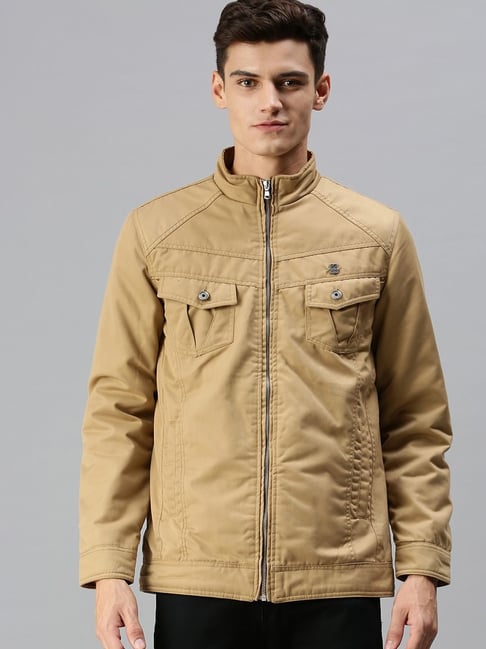 SHOWOFF Khaki Cotton Slim Fit Jackets