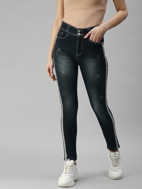 showoffff SHOWOFF Slim Fit Low Distress Blue Jeans-picture-31