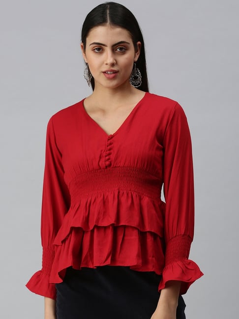 Womens red best sale peplum top