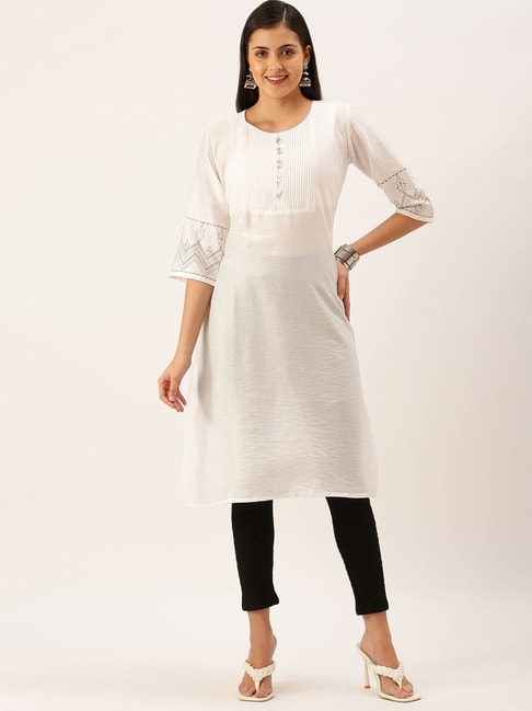 Buy JAIPUR HAND BLOCK Women Wear Pure Cotton White Kurta, Kurti for Summer  at Amazon.in