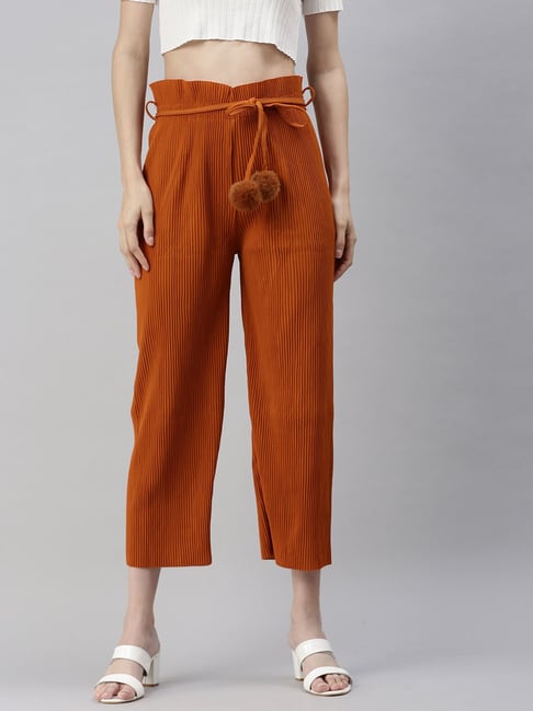 Buy Vero Moda Burnt Orange Flared Fit Pants for Women Online  Tata CLiQ