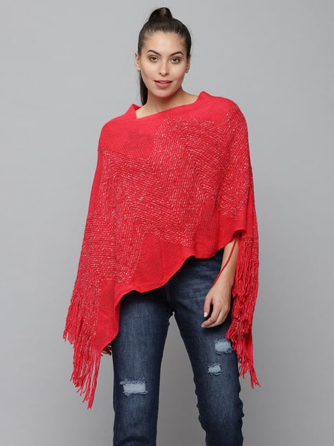 Red hot sale poncho sweater