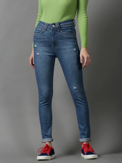 showoffff SHOWOFF Blue Solid Mid Rise Jeans-picture-11