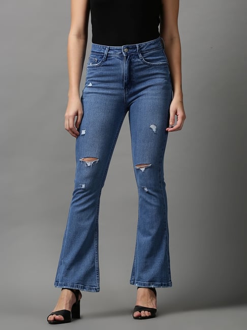 showoffff SHOWOFF Blue Solid Mid Rise Jeans-picture-12