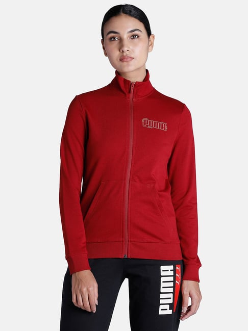 Buy Puma Red Logo Print Jacket for Women Online Tata CLiQ
