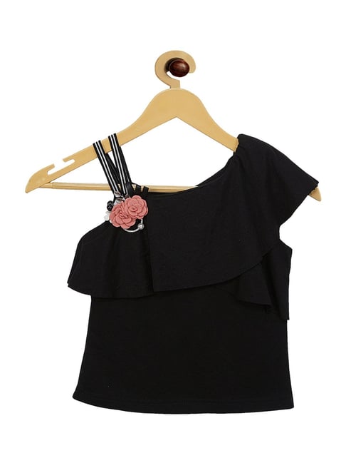 Tiny Girl Kids Black Applique Top