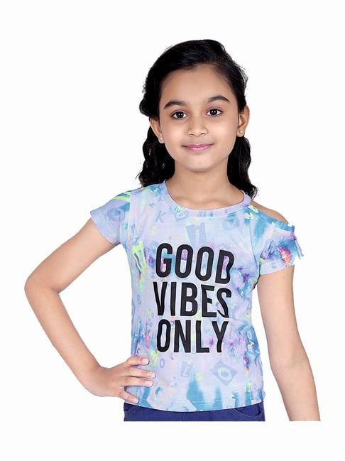 Tiny Girl Kids Blue & Black Printed Top