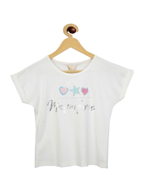 Tiny Girl Kids Off-White Cotton Printed Top