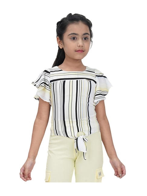 Tiny Girl Kids Cream & Black Striped Top