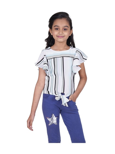 Tiny Girl Kids Blue & Black Striped Top