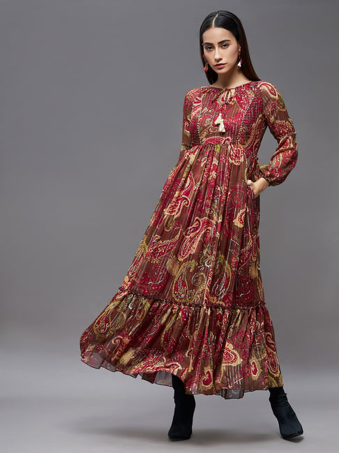 Miss Chase Brown Printed Gown Price in India