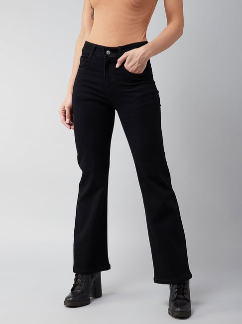 Black Cotton High Rise Jeans