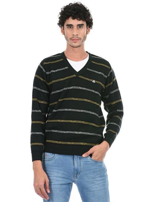 Cloak & Decker by Monte Carlo Green Striped Sweater