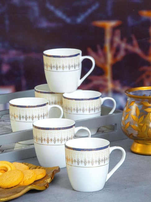 Buy SONAKI White & Golden Bone China Tea Cup (0.17 L) - Set of 6 at Best  Price @ Tata CLiQ