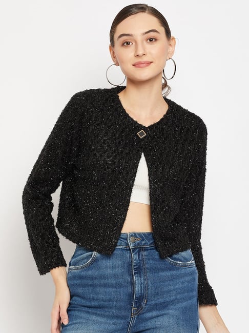 Buy MADAME Black Textured Shrug for Women Online Tata CLiQ