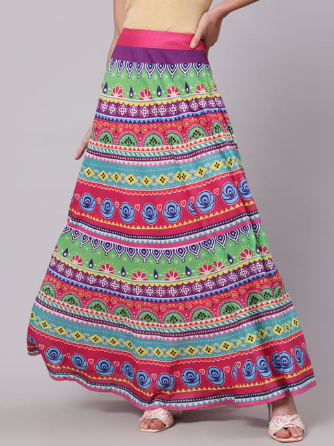 Aks Multicolor Printed Skirt