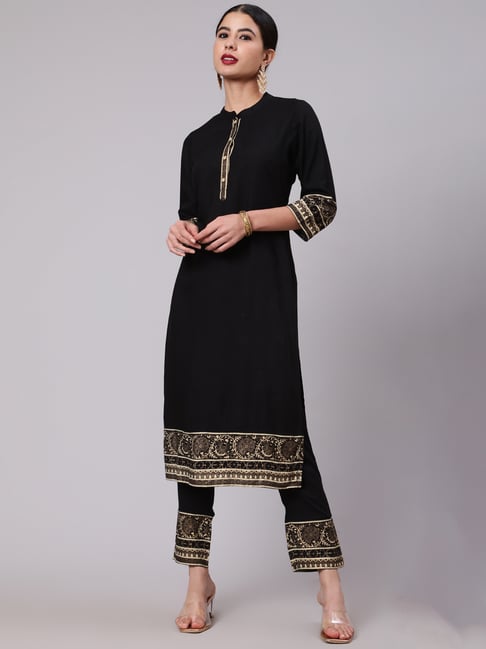 Aks Black Printed Kurta & Pant Set