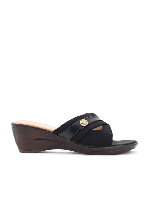 Khadim's Women's Black Casual Wedges