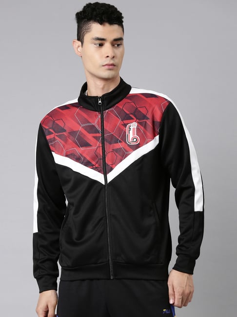Buy Fila Black Full Sleeves Mock Collar Jacket for Men's Online