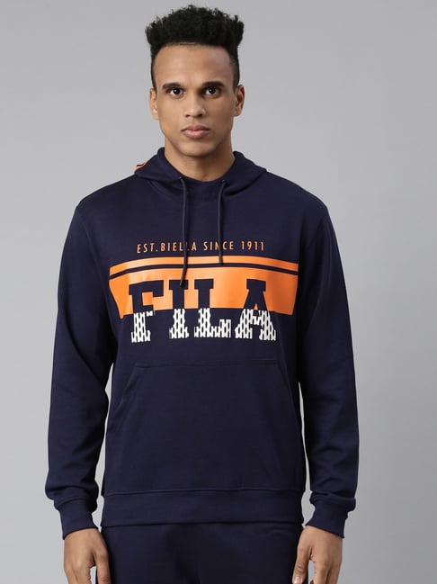 Fila Navy Full Sleeves Hooded Sweatshirt for Online Tata CLiQ