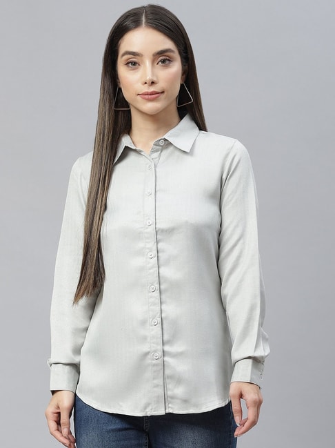 Cottinfab Grey Regular Fit Shirt Price in India