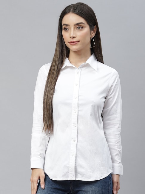 Cottinfab White Regular Fit Shirt Price in India
