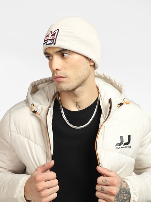 Jack Jones Beige Solid Beanies