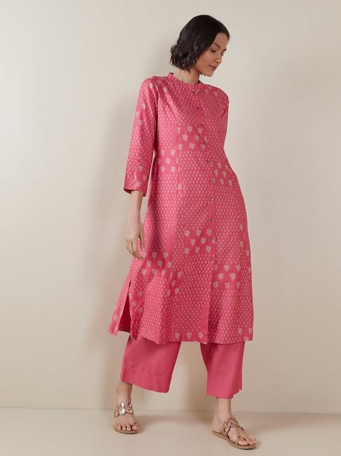 Buy Zuba by Westside Pink Printed A-line Kurta for Online @ Tata CLiQ