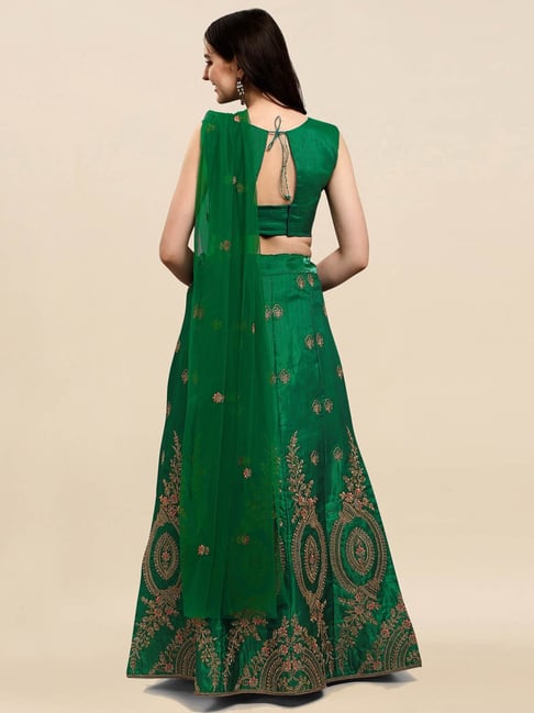 Shop Bottle Green Georgette Sequins Embroidered Umbrella Lehenga Party Wear  Online at Best Price | Cbazaar