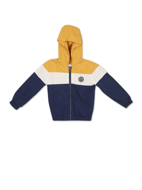 U S Polo Assn U.S. Polo Assn. Kids Yellow & Navy Color Block Full Sleeves Jacket