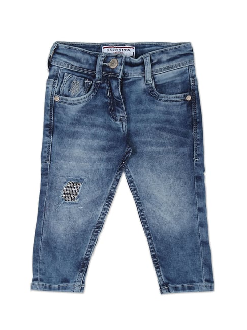 Buy Polo Kids Blue Distressed Jeans for Girls Clothing
