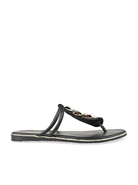 Buy Rocia by Regal Women's Black T-Strap Sandals for Women at Best