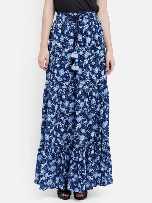 Floral a line fashion maxi skirt