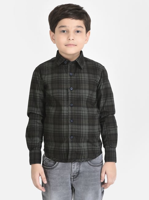 Crimsoune Club Kids Grey Checks Full Sleeves Shirt-picture-45