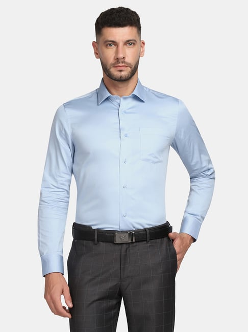 Blackberrys Blue Slim Fit Shirts