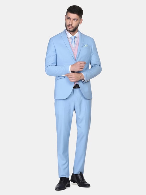 Blackberrys Blue Slim Fit Three Piece Suits