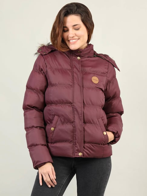 Maroon quilted outlet jacket