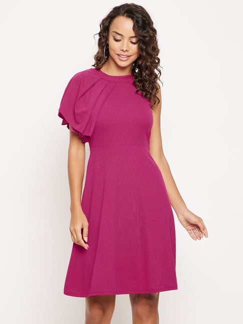 Buy Uptownie Lite Pink Stretchable Mini Skater Dress for Women