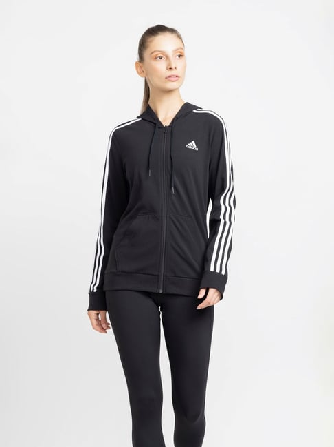 adidas Black Logo Print W 3S SJ HD TT Hoodie-image-17