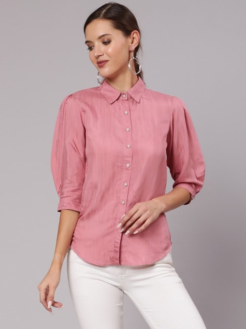 Jaipur Kurti Pink Regular Fit Shirt Price in India
