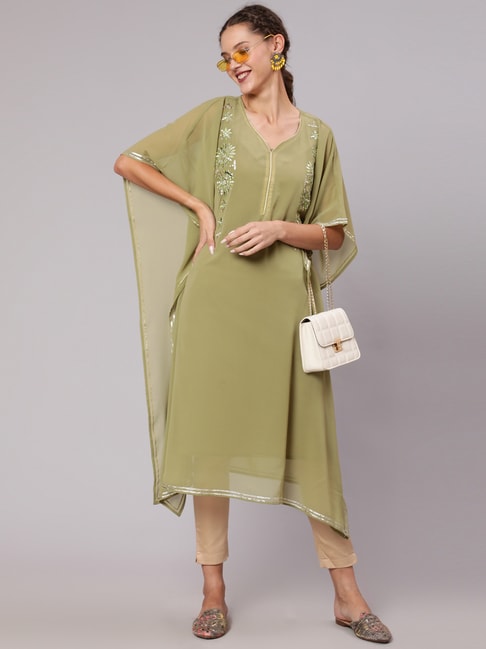 Buy Jaipur Kurti Women's Cotton Kantha Kurta Palazzo (123AKPLZ061R-  Green_M) at Amazon.in