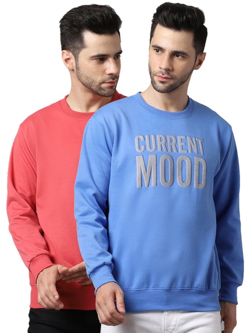 Vimal Jonney Pink & Sky Blue Regular Fit Printed Sweatshirts - Pack of 2