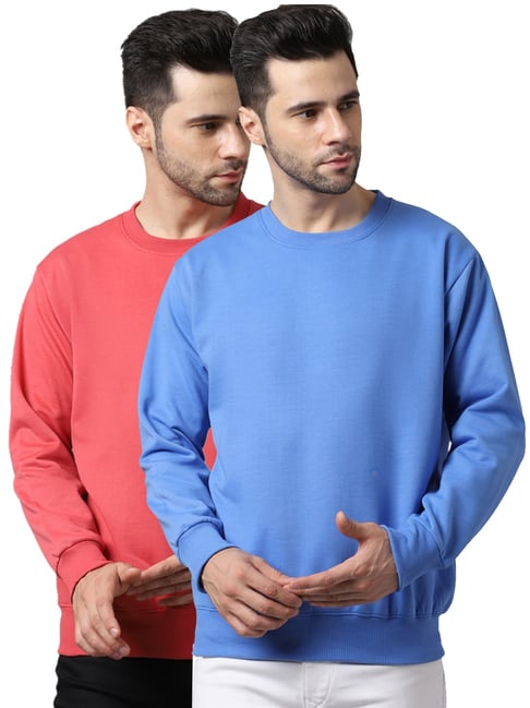 Vimal Jonney Pink & Sky Blue Regular Fit Sweatshirts - Pack of 2