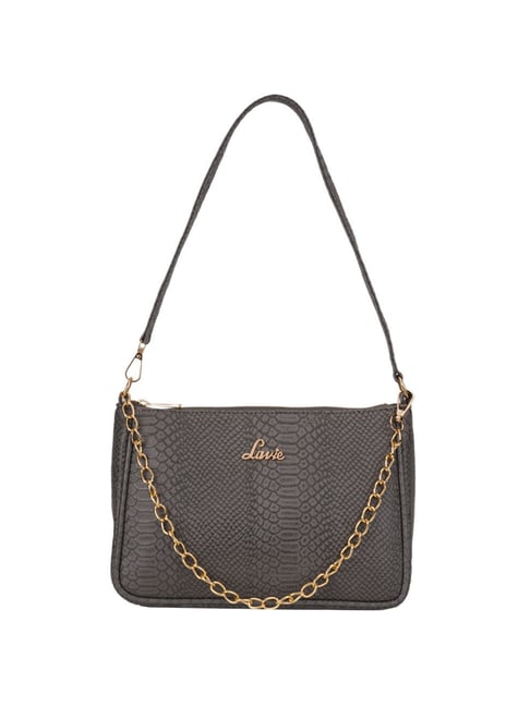 Lavie Grey Textured Small Shoulder Bag