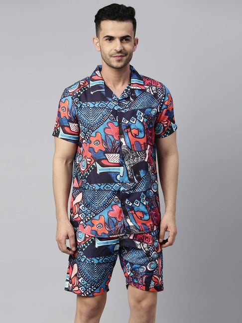 Bushirt Multicolor Regular Fit Printed Shirt & Shorts Set-picture-43